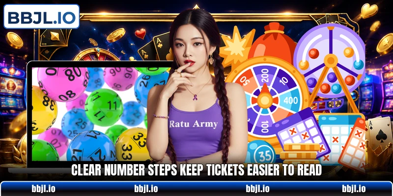 Clear number steps keep tickets easier to read