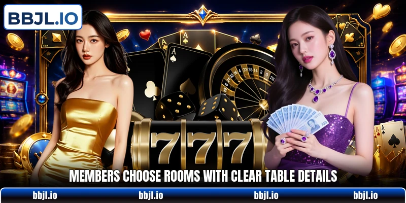 Members choose rooms with clear table details Members choose rooms with clear table details