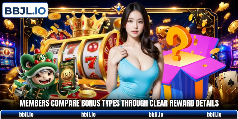 Members compare bonus types through clear reward details