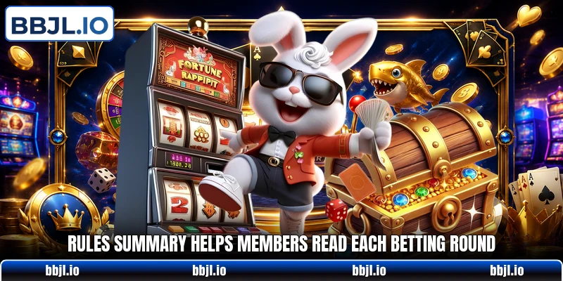 Rules summary helps members read each betting round