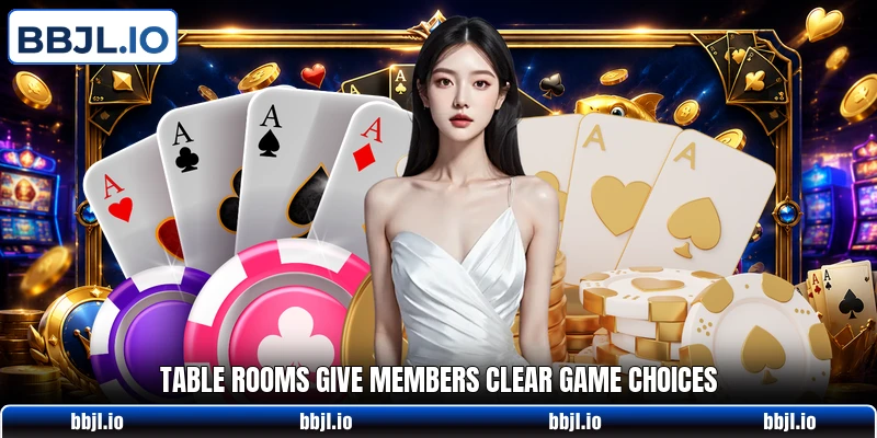 Table rooms give members clear game choices